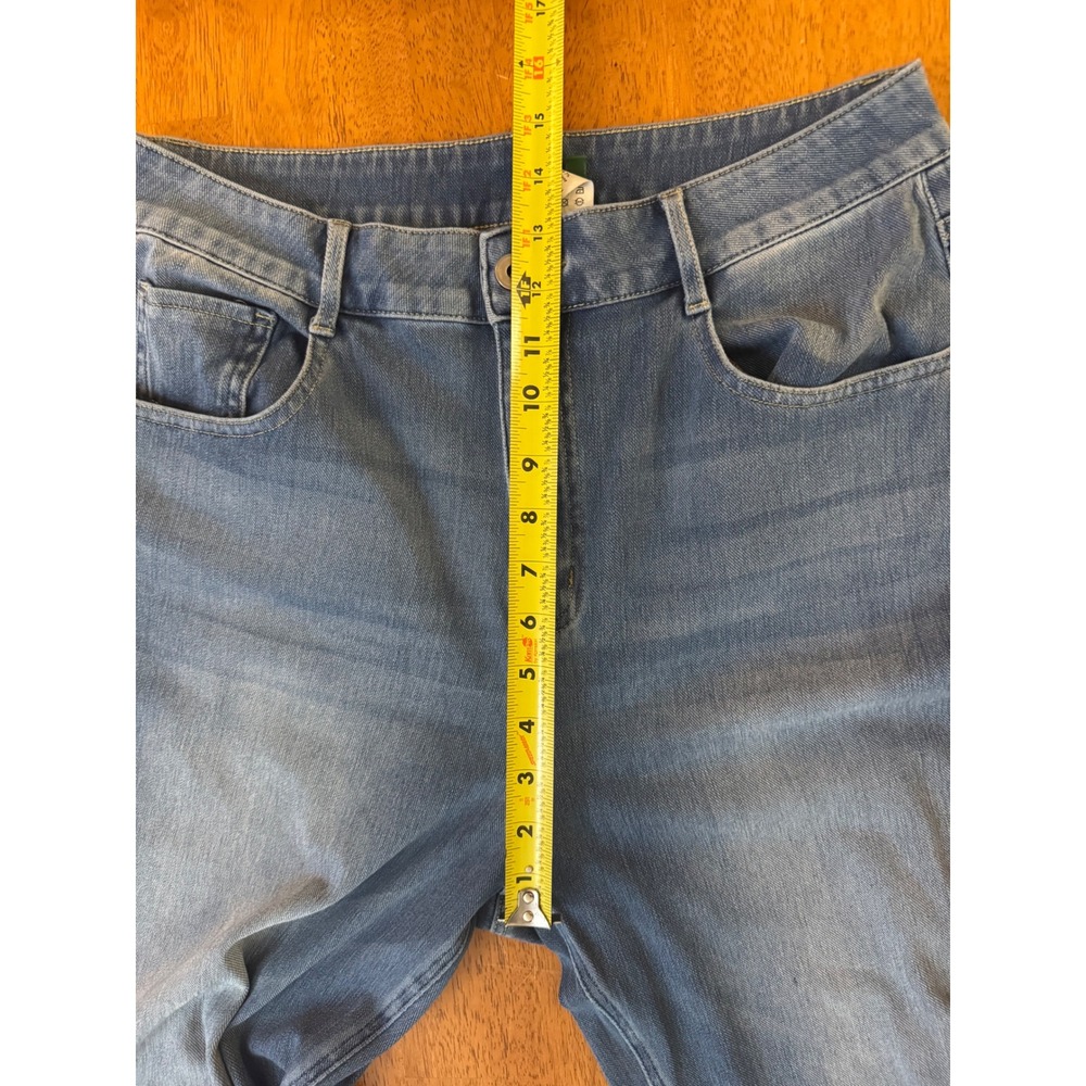 Halara Blue Wide Leg Cuffed Jeans High Waisted Medium Wash Denim Size L Tall - Picture 6 of 8